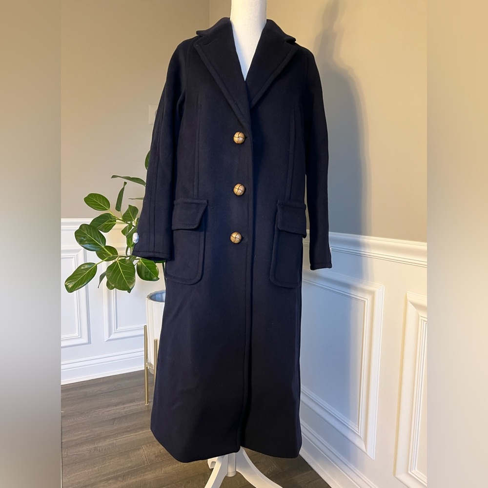 Tory Burch Wool Overcoat in Nevy Blue sz 0 995$ - Picture 7 of 16